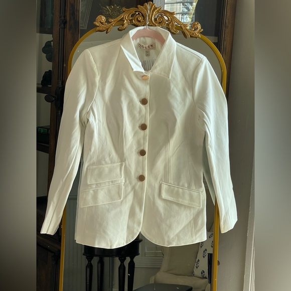 NWT Anthropologie Dolan Ponte White Military Blazer w/ Gold Buttons - Picture 3 of 12